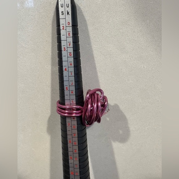 Whimsical Wire-Wrapped Statement Ring - Pink & Silver Sparkle - Picture 12 of 16